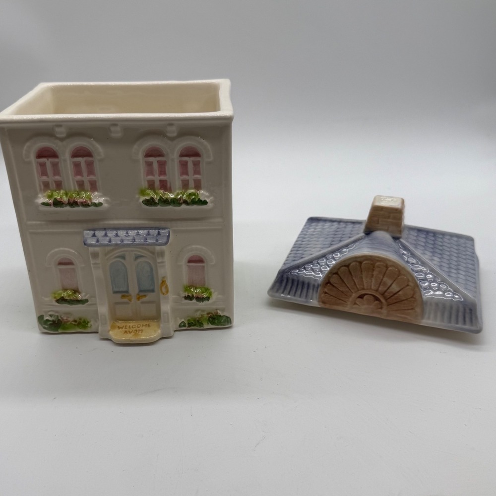 Vintage Avon Townhouse Canister Collection Ceramic Jar Hand Painted Brazil L